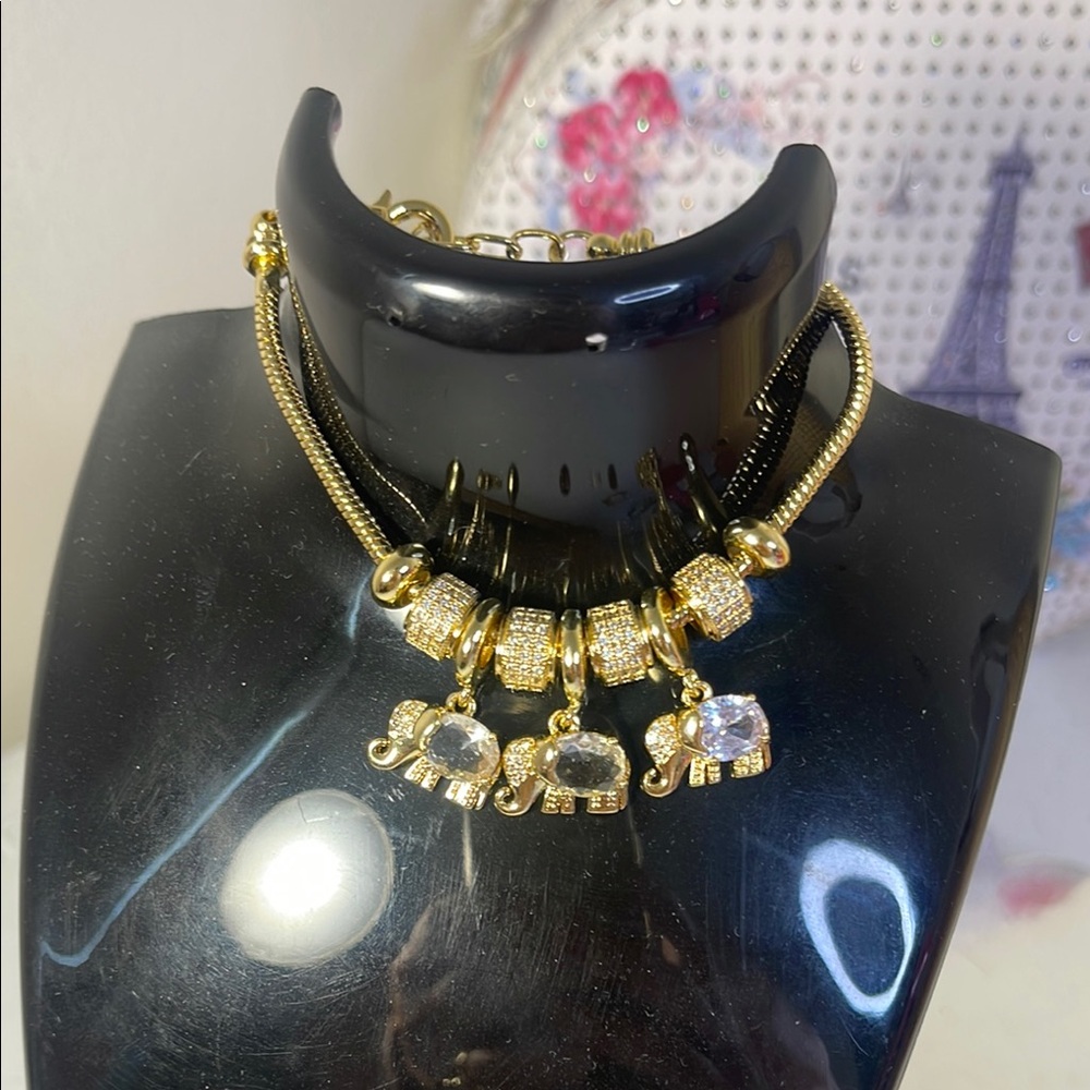 Gold Elephant Charm Necklace
